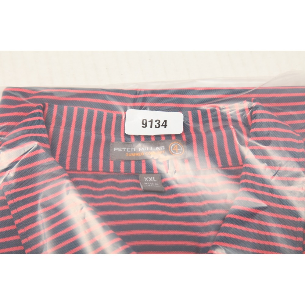 Peter Millar Summer Comfort Polo Shirt Mens XXL Red Navy Striped St Clair CC - Picture 12 of 12
